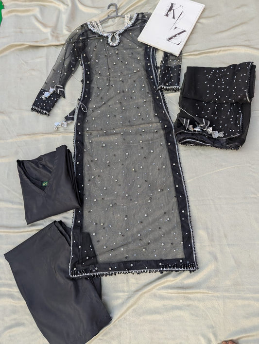 Black - Hand-Crafted Net Luxury Suit KZ-04